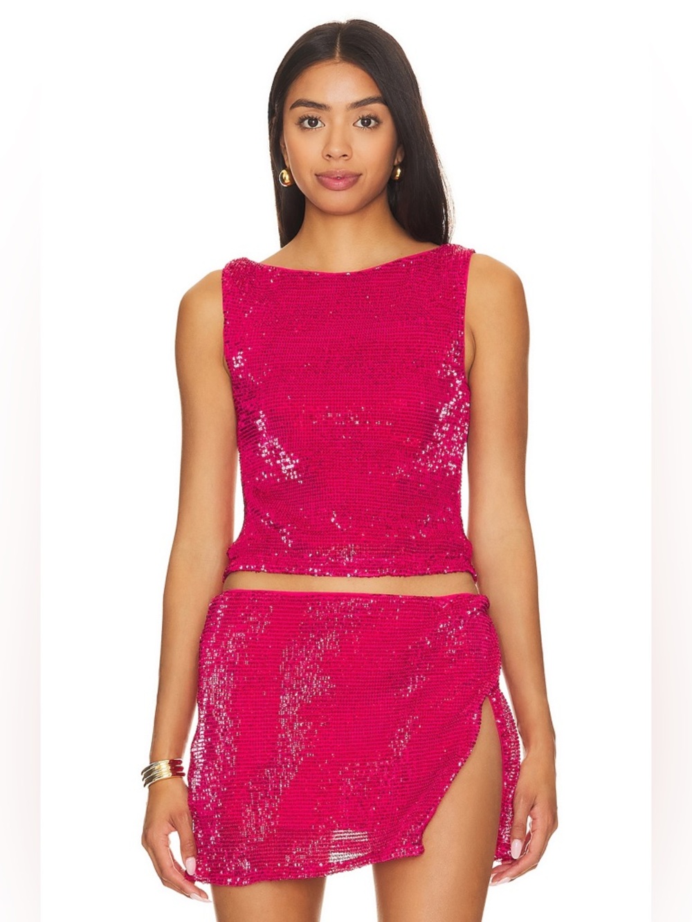 Lovers and Friends Top & Mini Skirt Set - Hot Pink